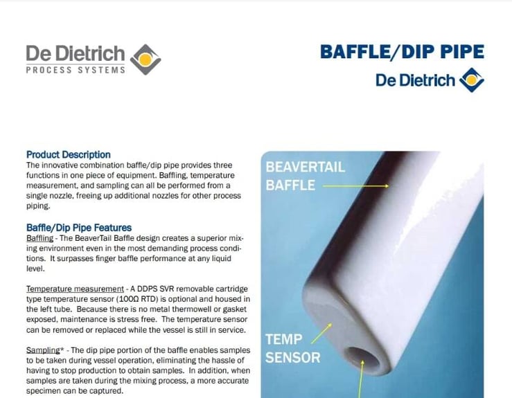 Combination dip pipe baffle data sheet