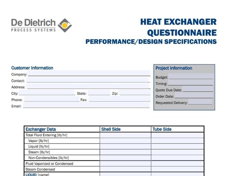 Heat Exchanger Questionnaire