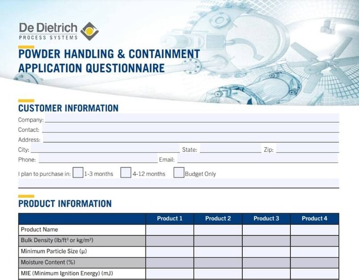 Powder Handling and Containment Questionnaire