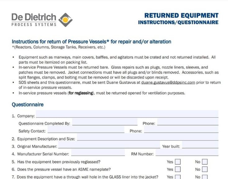 Returned Equipment Questionnaire