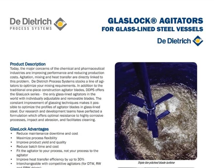 glaslock agitators data sheet