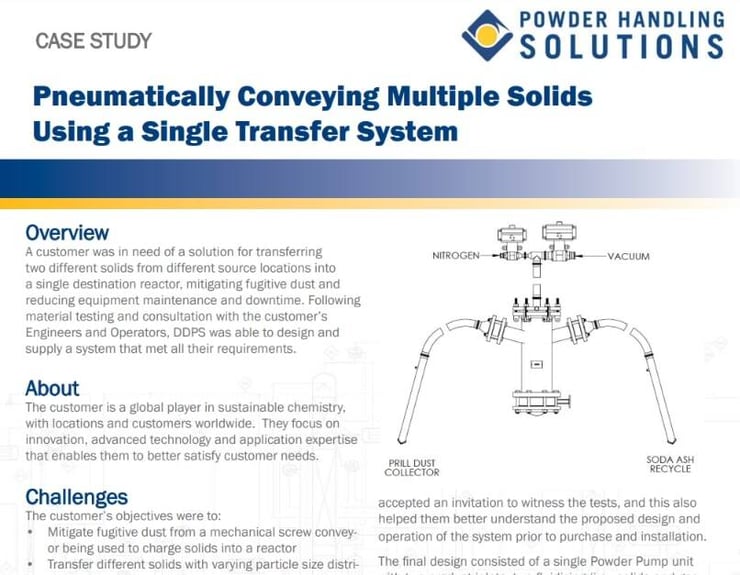 pneumatically conveying multiple powers case study